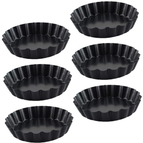TOPPERFUN 6 piezas Molde para Tartas Antiadherente Moldes DIY para Hornear con Base Desmontable Resistente Altas Temperaturas Fácil de Limpiar para Pasteles y Tartaletas