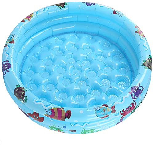 Piscina per bambini, piscina per bambini gonfiabili blu portatile per bambini 3 anelli. (150 cm)