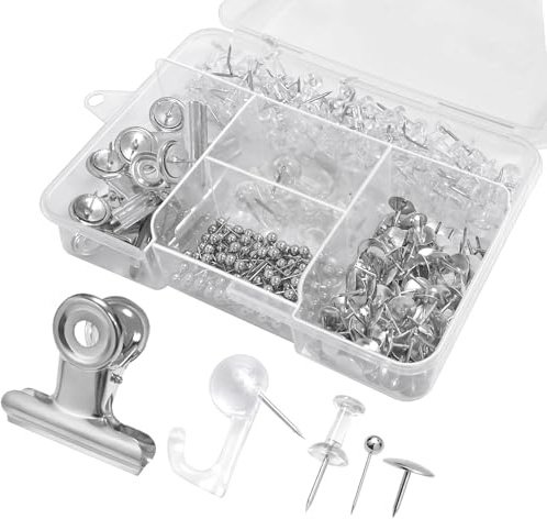 310 Stück Reißzwecken, 5 Arten Reißnägel und Pinnadeln Set, Heftzwecken mit Aufbewahrungsbox, Reisszwecken für Büro, Schule, Heimdekoration und Bulletin Boards