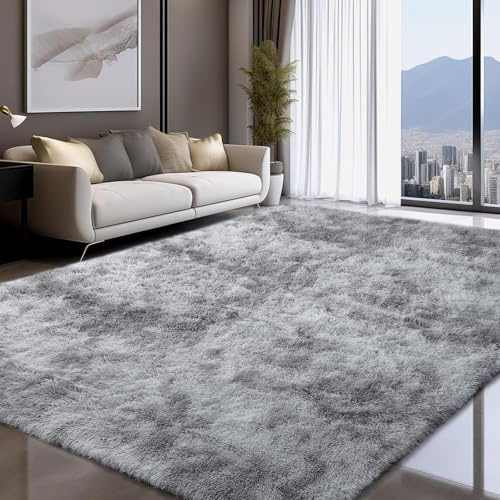 ANJIAJIE Tappeto Salotto Pelo Alto Morbido 185 x 300 cm con Fondo Antiscivolo, Super Morbido Camera da Letto per Soggiorno e Camera da Letto, Grigio Chiaro