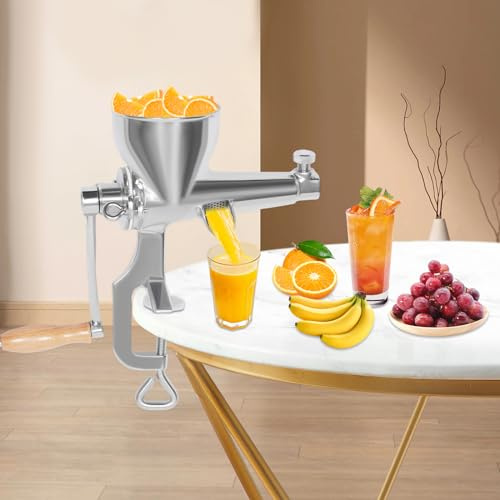 Exprimidor manual de frutas de acero inoxidable, exprimidor de hierba de trigo, exprimidor de montaje en mesa con colador y extractor de zumo para todo tipo de verduras y frutas.