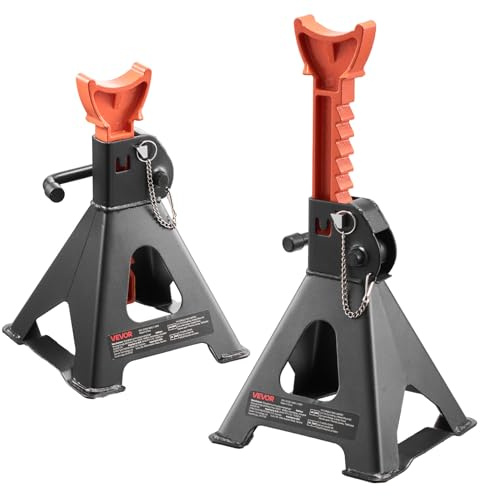 VEVOR Caballetes para Coches Capacidad de 3 t, Gatos Estabilizadores Altura Ajustable de 275-415 mm, de Acero Resistente con Doble Bloqueo para Levantar SUV, Camionetas, Automóviles, UTV/ATV, 1 Par