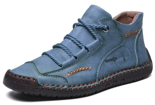 Zapatillas de deporte para hombre tradicionales, informales para hombre, hechas a mano, botas de conducción de alta gama, para viajes y actividades al aire libre., azul, 38 EU