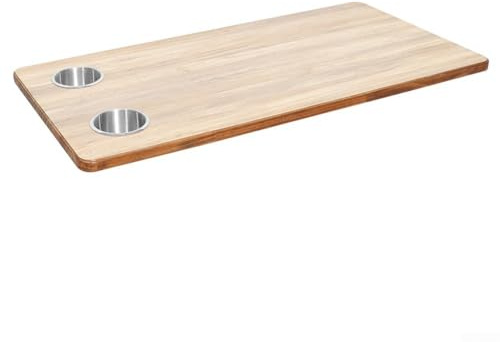 AugustknowU Rettangolare da tavolo per camper, 800 x 400 mm, in legno massiccio, con portabicchieri, per camper, barche e yacht