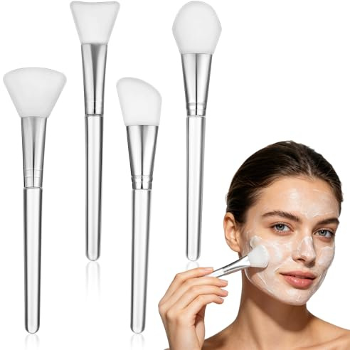 Healeved 4 Pezzi Raschiatori per Maschera Viso in Silicone e Acrilico, Strumenti Delicati sulla Pelle e Facili da Trasportare, la Routine Skincare Quotidiana