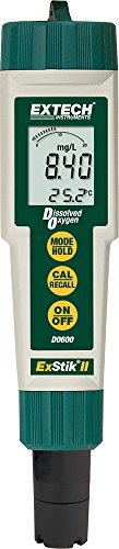 Extech DO600 Waterproof ExStik II Dissolved Oxygen Meter - Portable DO Tester with Salinity and Temperature Compensation, Auto Calibration, Data Hold, Min/Max, Large LCD
