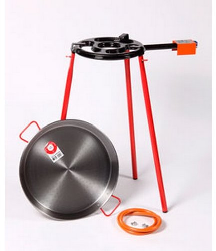 Garcima Tabarca Plus Juego de paella de jardín – Paellera acero pulido de 50 cm/400 mm + Quemador De Gas