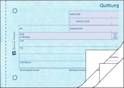 AVERY Zweckform 10 x Formularbuch Quittungen A6 mit MWST 3x50 Blatt