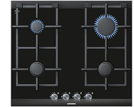 Siemens ER626PB70D iQ700 Plaque de cuisson à gaz, vitrocéramique, 60,2 cm, avec supports de casserole lavables au lave-vaisselle, en acier inoxydable