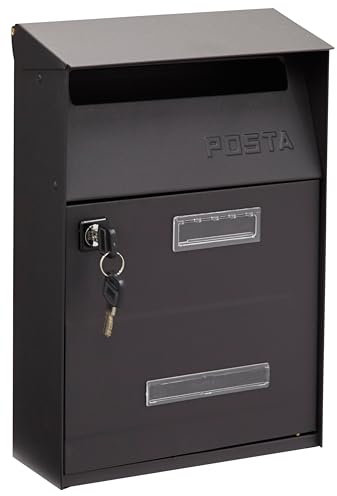 ARREGUI 2006/N Postale Individuale in Acciaio, Cassetta della Posta da Parete, Finestra di Visualizzazione, Nero, Dimensione S (DIN A5) - 32,5 x 22 x 11 cm