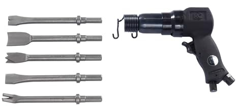 Rodcraft RC5120 - Set di Attrezzi per Martello scalpello ad Aria compressa RC5100 per Metallo, Hex 11 mm, 6 J, 3000 battiti/Minuto, con 5 scalpelli e Valigetta