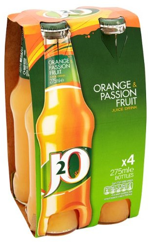Britvic J2O Orange & Passion Fruit Juice Drink (24 x 275ml Glass Bottles)