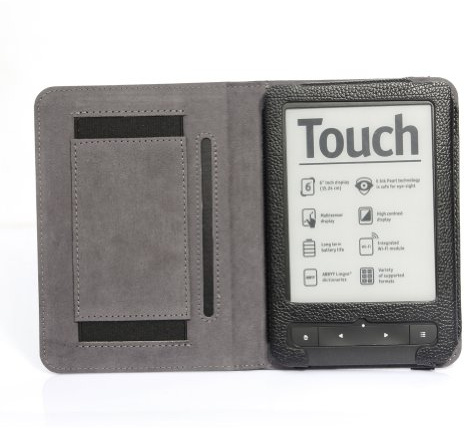 ENJOY-UNIQUE PU-läderfodral i bokoptik för Pocketbook Touch Lux 3, Pocketbook 622, 623, 626, Touch HD, Aqua 6 tums e-boksläsare
