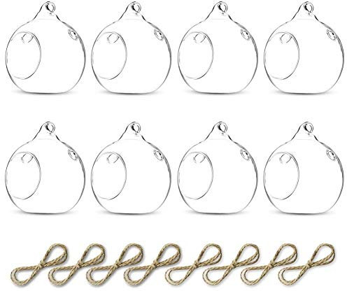 Sziqiqi 8PCS 80 mm Appendere portacandele in Vetro globi terrario Wedding portacandele candeliere, Vetro, Transparent, 8Pcs