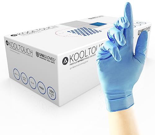 Unigloves gm0041 Kool Touch puderfrei Nitril Handschuhe, X-Small, Blau (100 Stück)