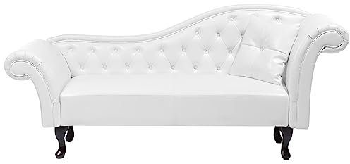 Beliani Chaiselongue im Chesterfield Style rechtsseitig Kunstleder weiß Lattes