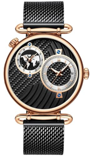 RORIOS Mode Herren Uhr Männer Edelstahlband Mesh Sport Datum Kalender Armbanduhren für Herren Wasserdicht Uhren