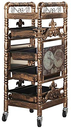 5 Tiers Retro Salon Friseurwagen, Robust Friseur Barbier Schönheit Rollwagen, Multifunktion Haar Stylist Bilden Werkzeug Lager Schubladen zum Massage Spa,B