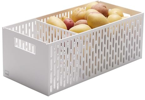 YAMAZAKI 5020 TOWER Vegetable Basket, white, ABS Resin, 15.3 x 32 x 12.2 cm