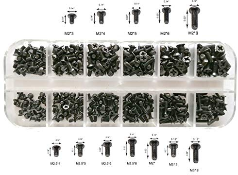 Persberg 360pcs 12sizes Laptop Notebook Tiny Computer Replacement electronic Screws Assortment Kit Black,M2 M2.5 M3,for Lenovo Toshiba Gateway Samsung HP IBM Dell Sony Acer Asus Hard Disk SATA SSD M.2