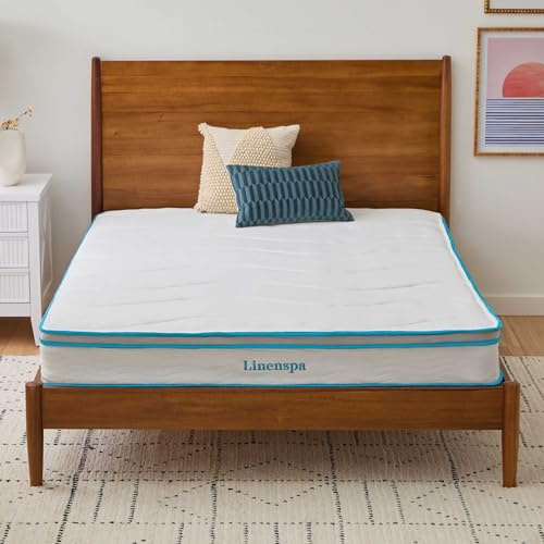 Linenspa Euro Single (90 x 200 cm) Memory Foam and Coil Spring 20 cm Hybrid Mattress - Medium Firm Feel - Bed in a Box - Rolled Mattress - 3ft x 6ft6 x 8 in - Conforming and Breathable - White