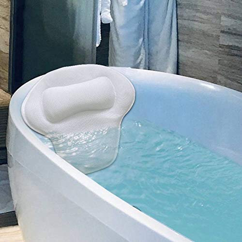 HAIBI Badewannenkissen, Mit Rutsch-Saugnäpfe 3D Mesh Bad Kissen Soft Spa Kopfstütze Badewanne Kissen