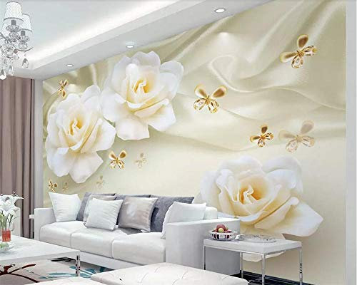 Benutzerdefinierte Tapete Warme Rose Seide Tv Hintergrund Wand Papier Dekoration Wohnzimmer Schlafzimmer Bett Wandbilder 3D Wallpaper,350 * 256Cm