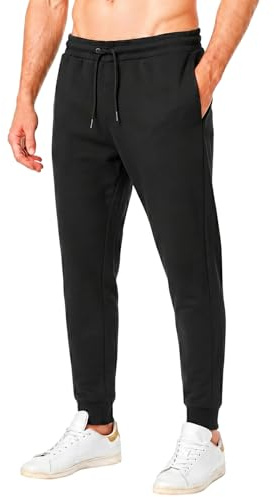 RIPT Pantaloni Jogging Uomo Fleece – Joggers con Coulisse, Polsini e Tasche, Pantaloni Tuta Morbidi per Palestra Fitness e Loungewear (Black, M)