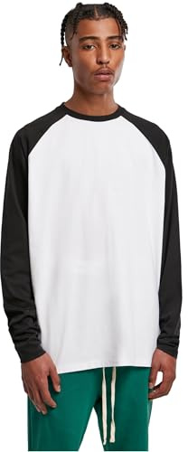 Urban Classics Herren Organic Oversized Raglan Longsleeve T-Shirt, White/Black, XL