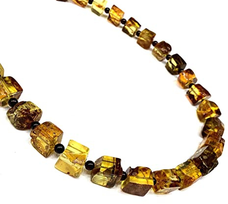 Bernstein Kette aus Bernsteinwürfeln und Kugeln, echter baltischer Bernsteinkette in Mix Farben; 50cm oder 60cm; Designer Schmuck; 100% handgearbeitet Bernstein Schmuck (50)