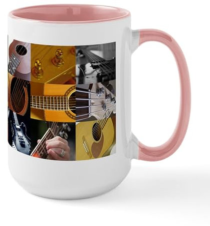 CafePress Guitar Photography Collage Large Mug 15 oz (444 ml) Ceramic Coffee Mug