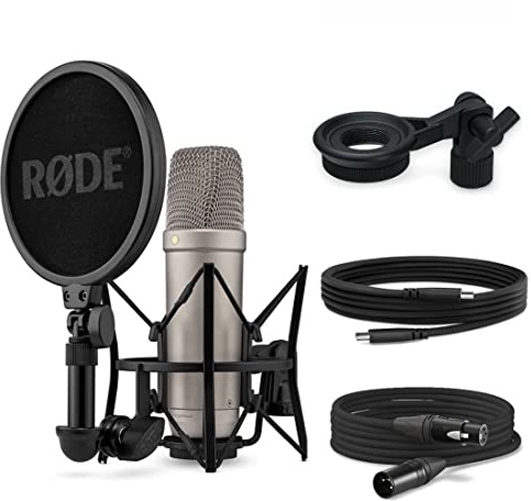 Rode NT1 5th Generation XLR USB Studio-Mikrofon Silver + keepdrum MSA033 Halterung