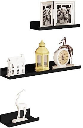 EUGAD Wandregal 3er Set, Regal für Wand, Hängeregal aus Metall, Schwarz | Schweberegal Industrie-Design, schwebendes Regal für Wohnzimmer Küche