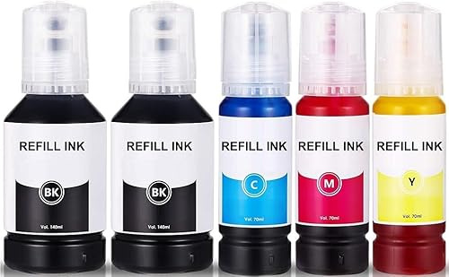 490 ml Multipack Refill Tinte schwarz, Cyan, Magenta, gelb, kompatibel mit Epson EcoTank 113 für ET-16150 16600 16650 5100 5150 5160 5170 5800 5850 5880 L15150 Pro ET-5800 5850 5880