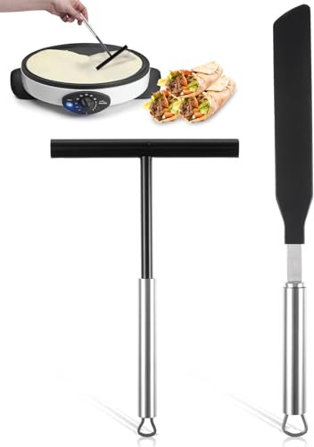 2 Stück Crepes Verteiler Und Spatel Crepes Verteiler Edelstahl Teigverteiler Für Crepes Crepes Wendercrepe Maker Spatel Maker Teigverteiler Backwerkzeuge Pfannkuchen Zubehör (spachtel+ Teigverteiler)