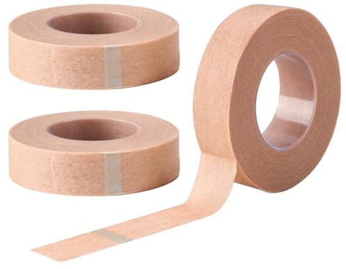 Micropore 3 Rolls Breathable Skin Tape, 0.5 Inch x 10 Yards - Hypoallergenic Tan Wound Dressing