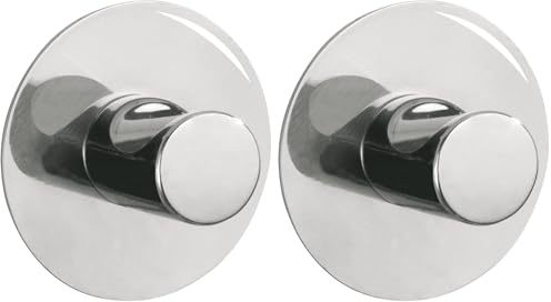 Wenko Wandhaken Savona - Handtuch-Haken, Kleiderhaken, selbstklebend, Edelstahl rostfrei, 5 x 2 x 5 cm, Glänzend (Packung mit 2)