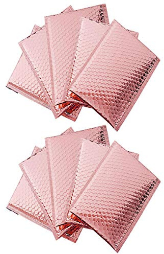 MilyaDE 10 PCS Luftpolsterversandtaschen 18 * 23cm, Luftpolstertaschen A5 Luftpolsterumschläge mit Aluminiumfolie, Rosegold