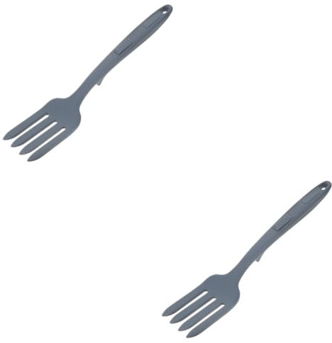 TOPBATHY 2pcs Multi-use Kitchen Forks Large Salad Mixing Fork Pasta Fried Noodle Silicone Tips Ergonomic for Safe Cooking