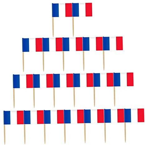 PRETYZOOM 200 Stück Cocktail Topper mit Französischer Nationalflagge