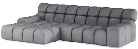 DomoHome - Campile Big Ecksofa mit Schlaffunktion 288 cm Breit Sofa, modern Couch, Eckcouch, Wohnzimmer Möbel, Elektrisch ausfahrbarer Sitz, Sofa L Form (Links, Eden 19)