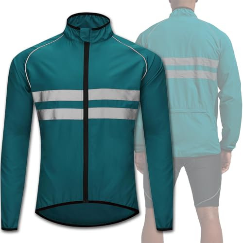 Veste de cyclisme d'été pour homme, résistante à l'eau, respirante, légère, à séchage rapide, manteau coupe-vent pour moto, protection solaire, coupe-vent réfléchissant pour VTT, vélo,Blue-EU 3XL