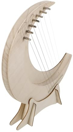Toyvian 7-saitige Leierharfe Aus Holz Mit Metallsaiten Tragbare Handharfe Für Anfänger Filigranes Musikinstrument Mit Stabilem Klang Und Sicherem Griff