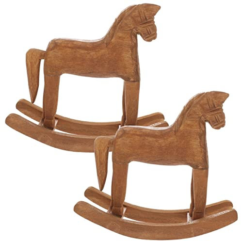 iplusmile 2stücke Handgefertigte Holzspielzeug Mini Desktop Dekoration Charmante Holzpferd Figuren Für Kinderzimmer Weihnachtsdeko Und Puppenhausgestaltung