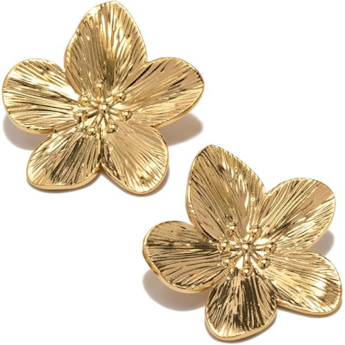 WOZNU Blumen Ohrringe Groß,Blume Tropfen Ohrringe Boho Statement Flower Earrings Hypoallergene Modeschmuck für Damen