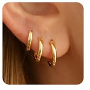 FUNEIA 3 Paar Creolen Silber 925/Gold Damen Ohrringe Silber 925 Set 14K Vergoldet Kleine Creolen Ohrringe Wasserfest Ohrringe Set Mehrere Ohrloecher Mini Goldene Silberne Creolen Piercings Schmuck