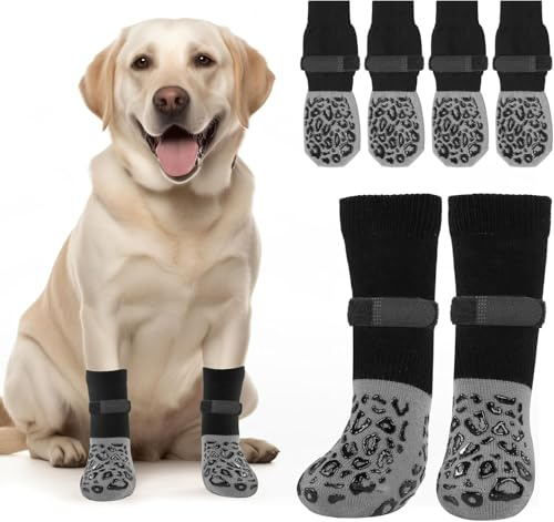 Hundesocken Leckschutz,2 Paar Hundesocken Anti Rutsch,Antirutschsocken Hund,Hunde Stoppersocken Ideal für Den Einsatz Auf Hartholzböden Im Innenbereich Zum Schutz Der Hundepfoten
