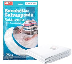HW CASA 2 Pezzi Sacchetti Sottovuoto Vestiti,80 * 130 CM,Sacchetto Sottovuoto a Doppia Chiusura,Risparmiano il 75% di Spazio,Protezione da Umidità,Adatti per Viaggi e per la Conservazione Domestica