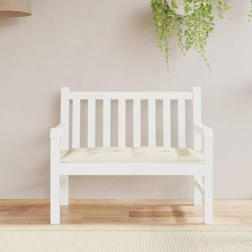 Sufrk Gartenbank-Auflage Sitzauflagen FüR BäNke Sitzkissen Sitzbankauflage Bankkissen Bankauflage Cremeweiß 110x50x7 cm Oxford-Gewebe