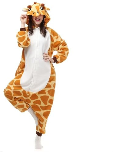 Nestoto Pijamas de Animales Disfraz de Cosplay para Adultos Entero Comodidad Ropa Jirafa, S
